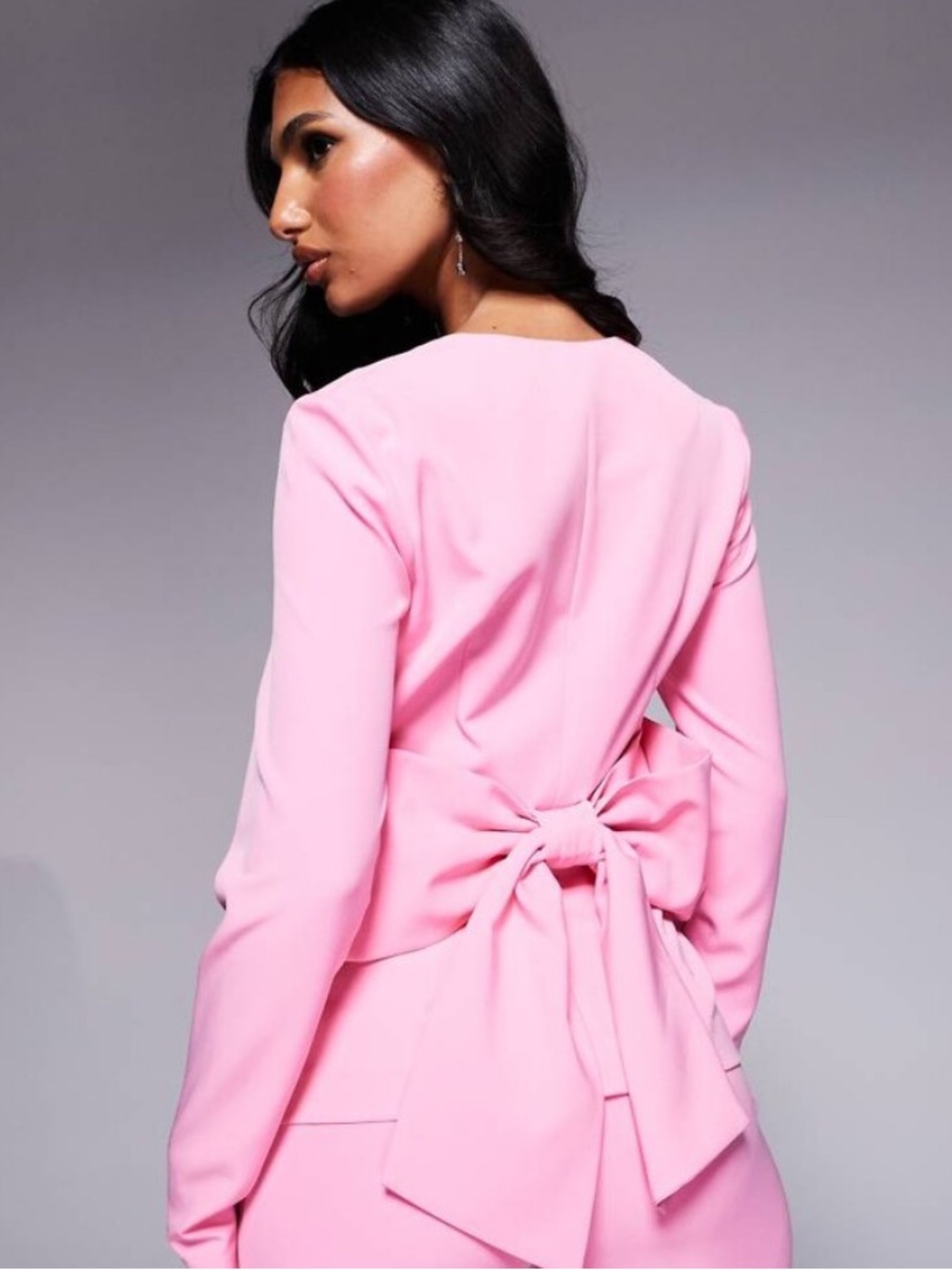 ASOS Pink Button-Down Bustier Blazer Top - Picture 2 of 5